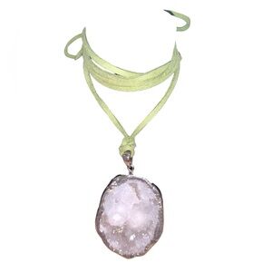 Sage Green & Silver Handmade Healing Crystal Necklace